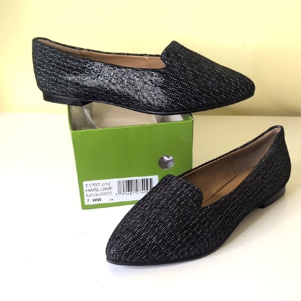 Trotters Size 7 Harlowe In Black Microdots, NEW